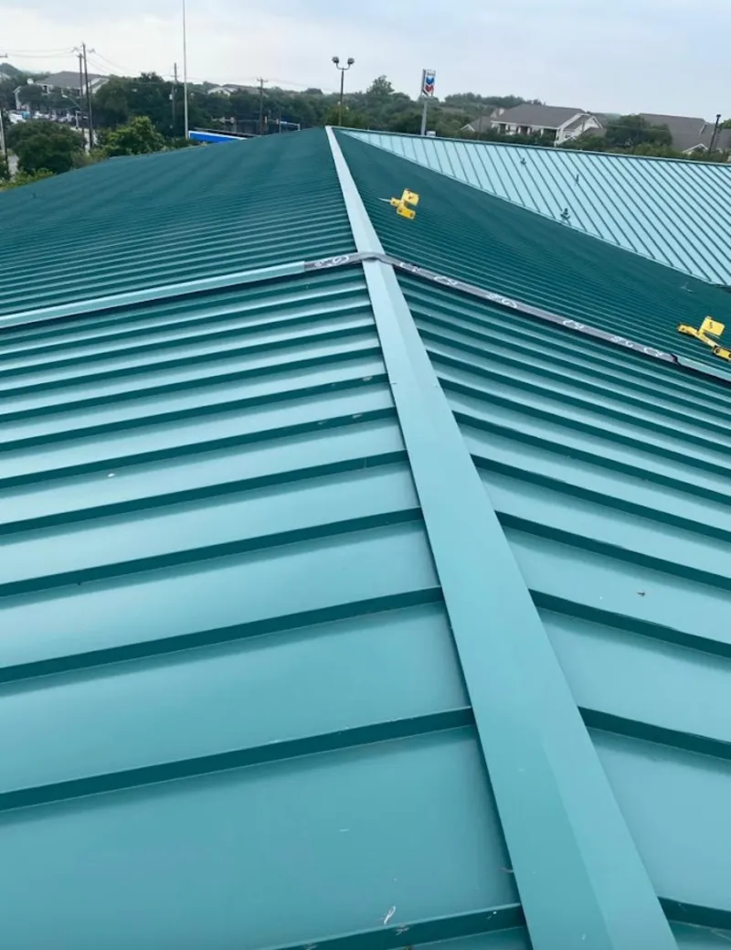 Green commercial metal roof ridge and valley for Metal Roof Repair in Asbury Park
